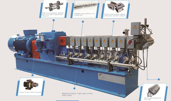 Good price 28 - 80mm Dia Counter Rotating Twin Screw Extruder Machine 45 - 750KW Motor Power online
